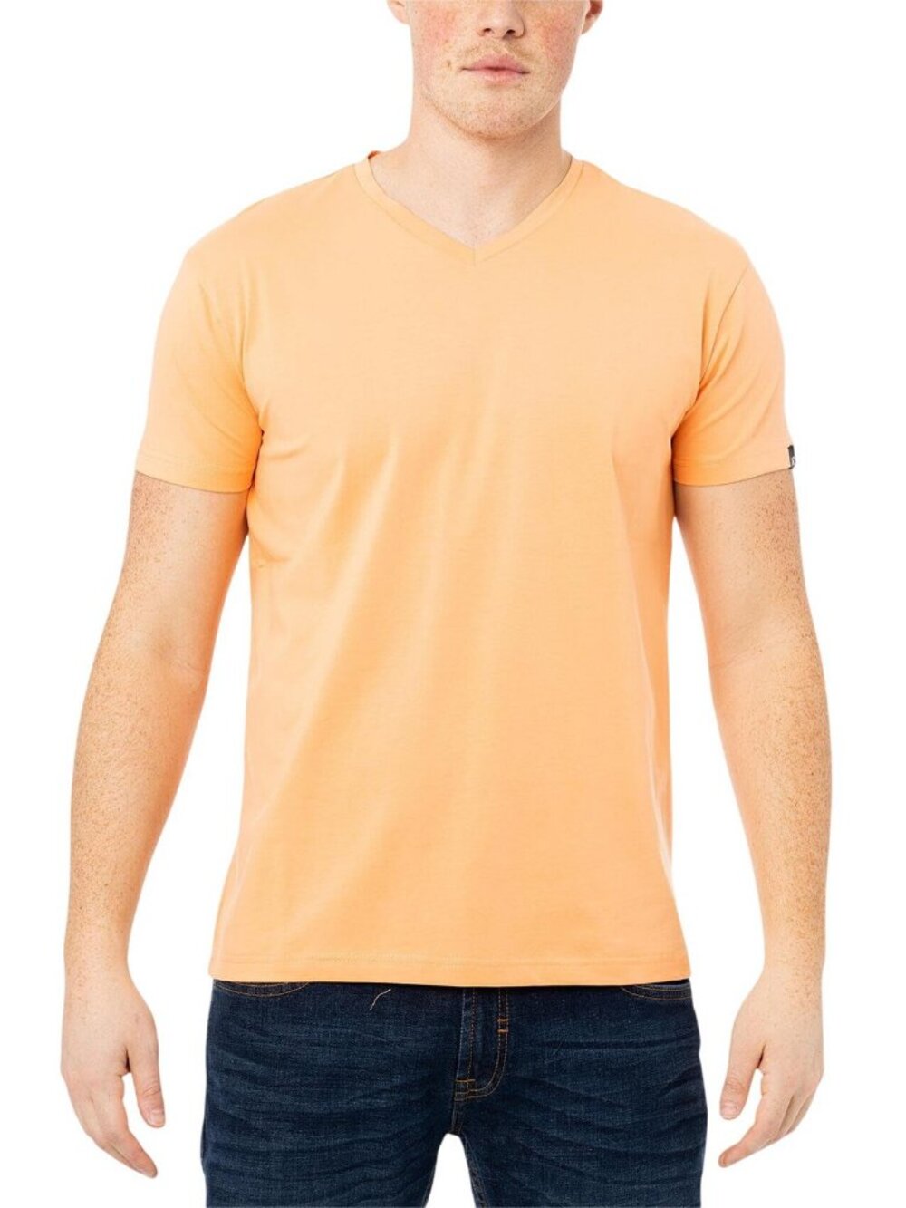 NWT X Ray Cotton Short Sleeve Casual Slim Fit V-Neck T-Shirt Cantaloupe Orange L
